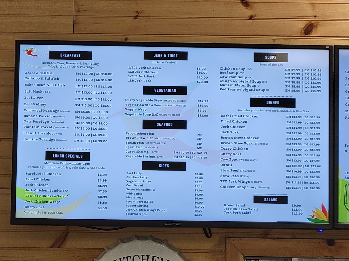 Tee Island Jerk menu board