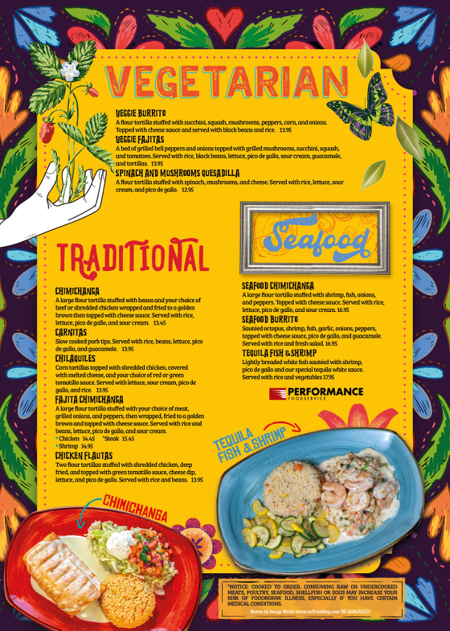 San Andres Mexican Restaurant Villa Rica menu board
