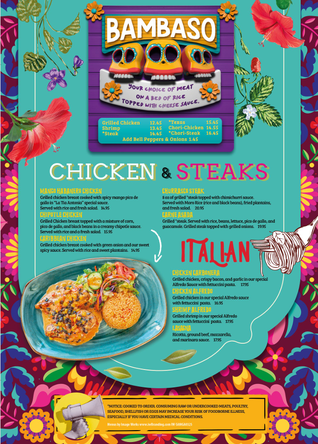 San Andres Mexican Restaurant Villa Rica menu board