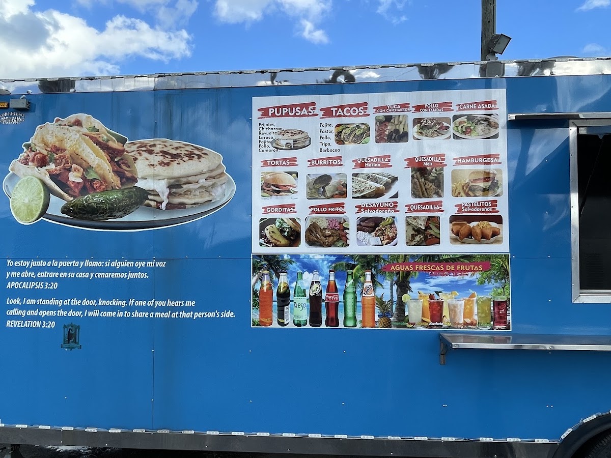 Pupuseria Doña Laura (Food Truck) menu board
