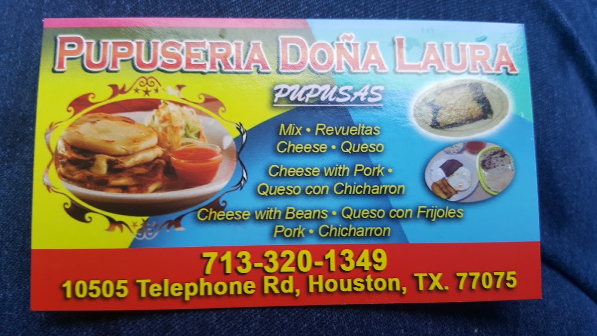 Pupuseria Doña Laura (Food Truck) menu board