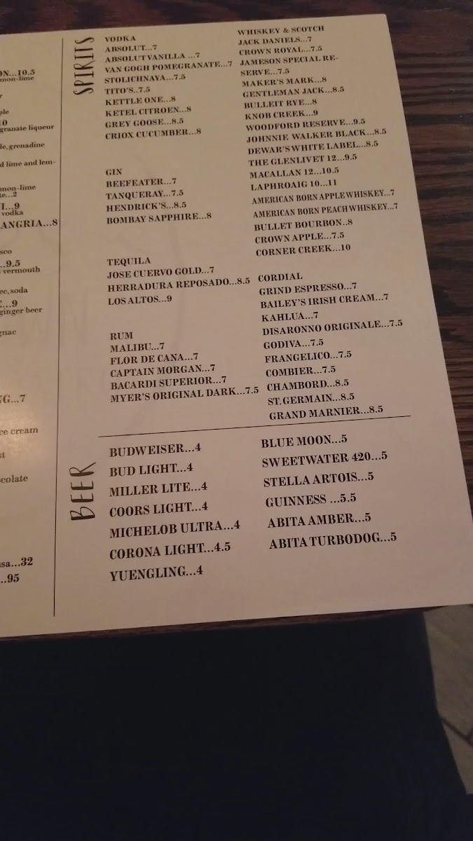 Gabe's Downtown menu board