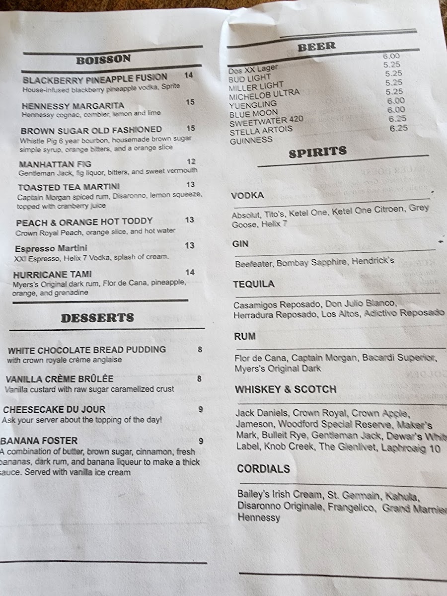 Gabe's Downtown menu board