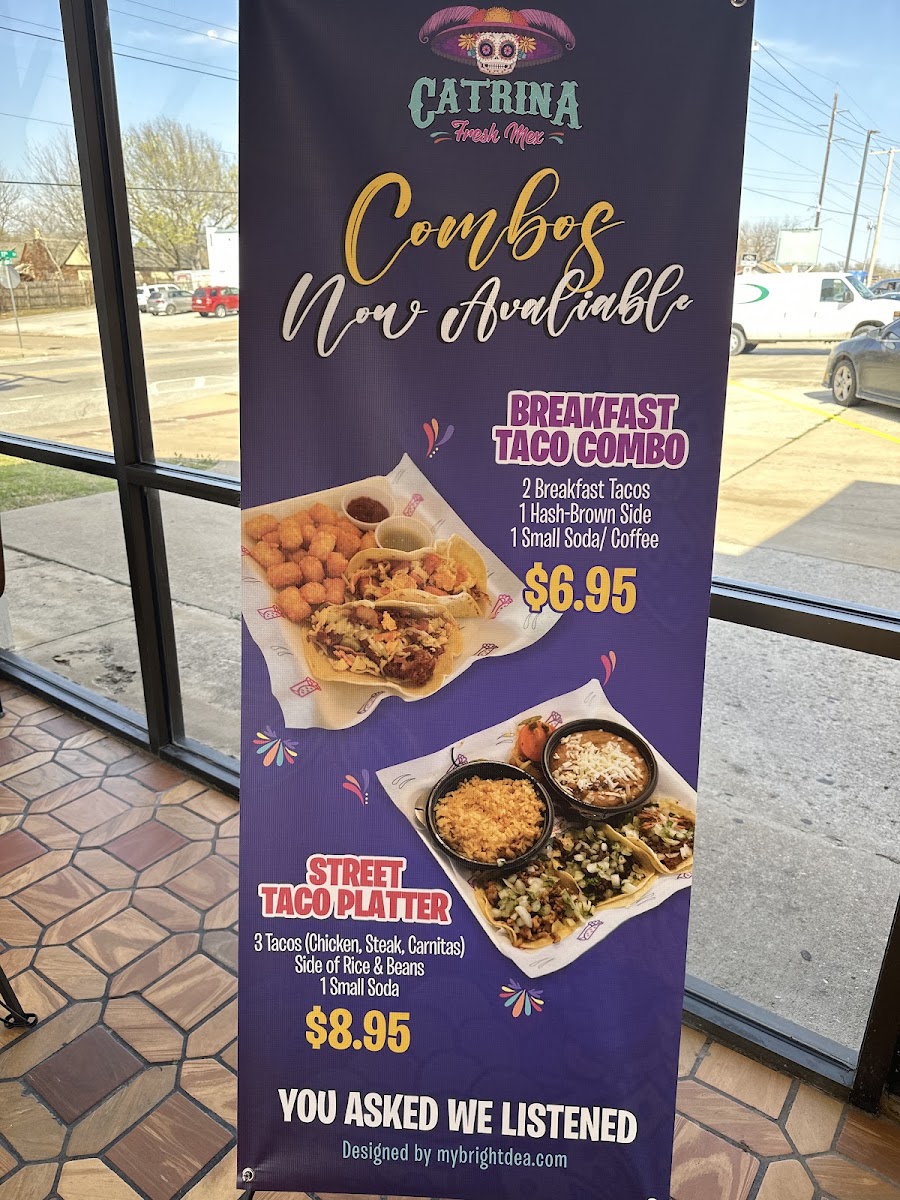 Catrina Fresh Mex menu board