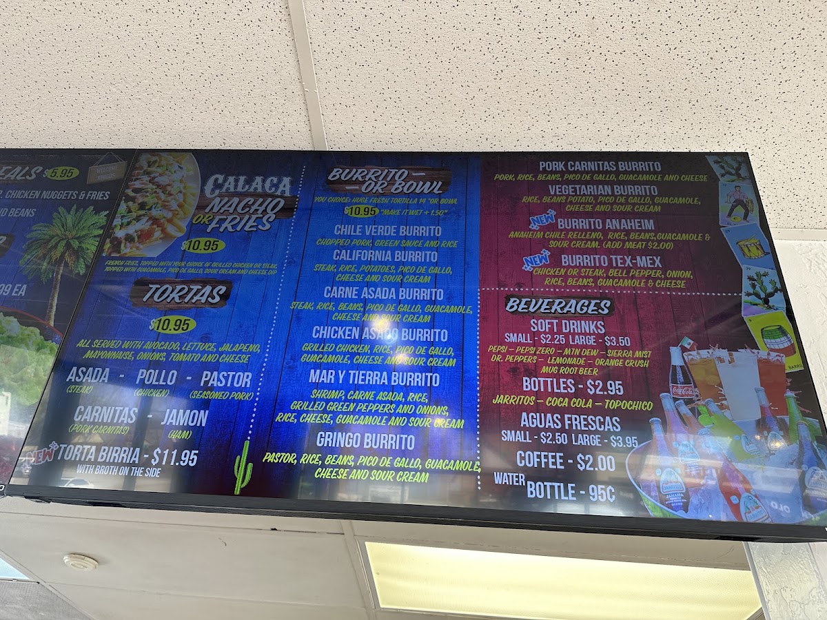 Catrina Fresh Mex menu board