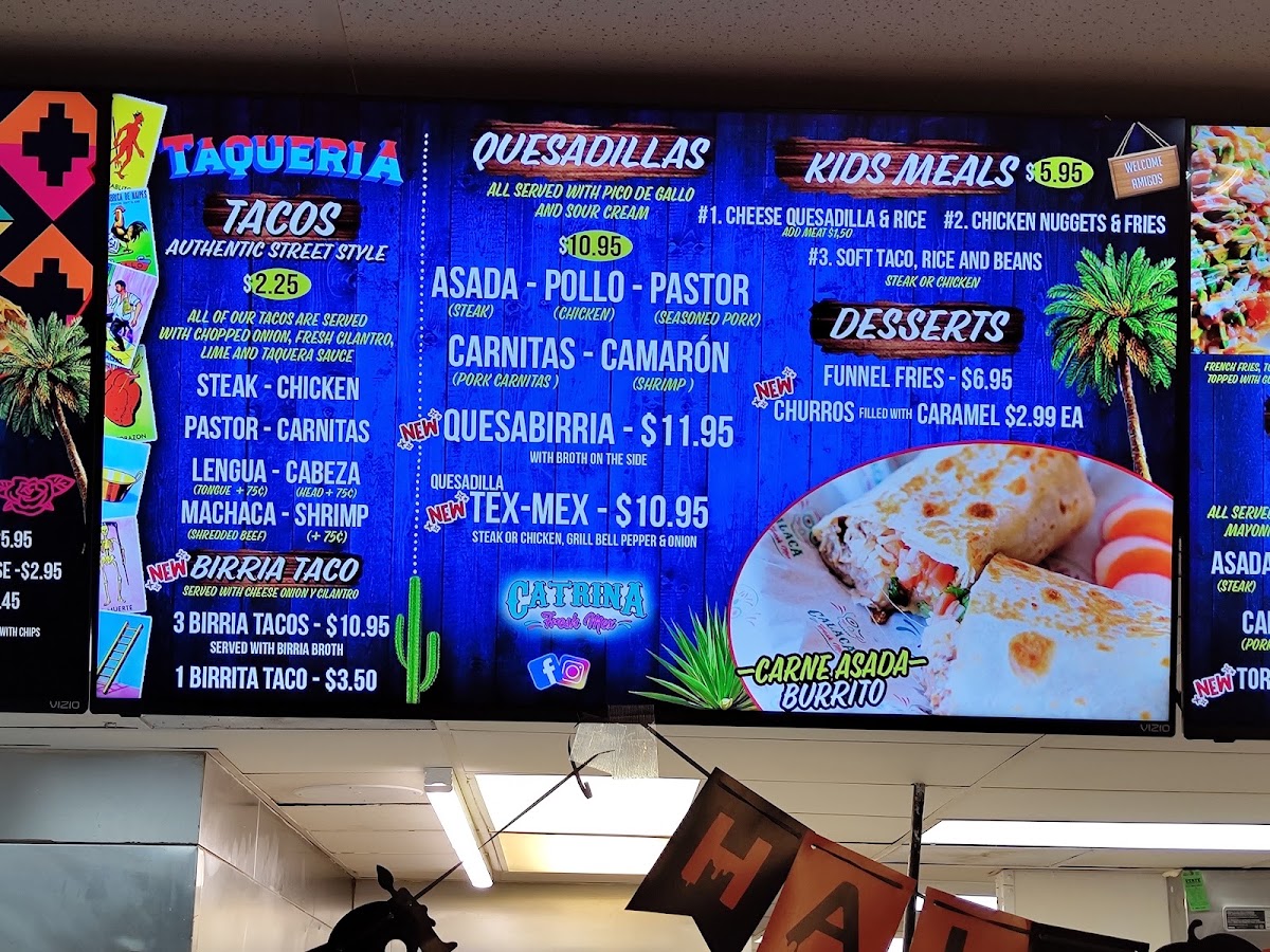 Catrina Fresh Mex menu board