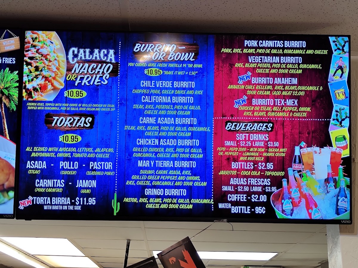 Catrina Fresh Mex menu board