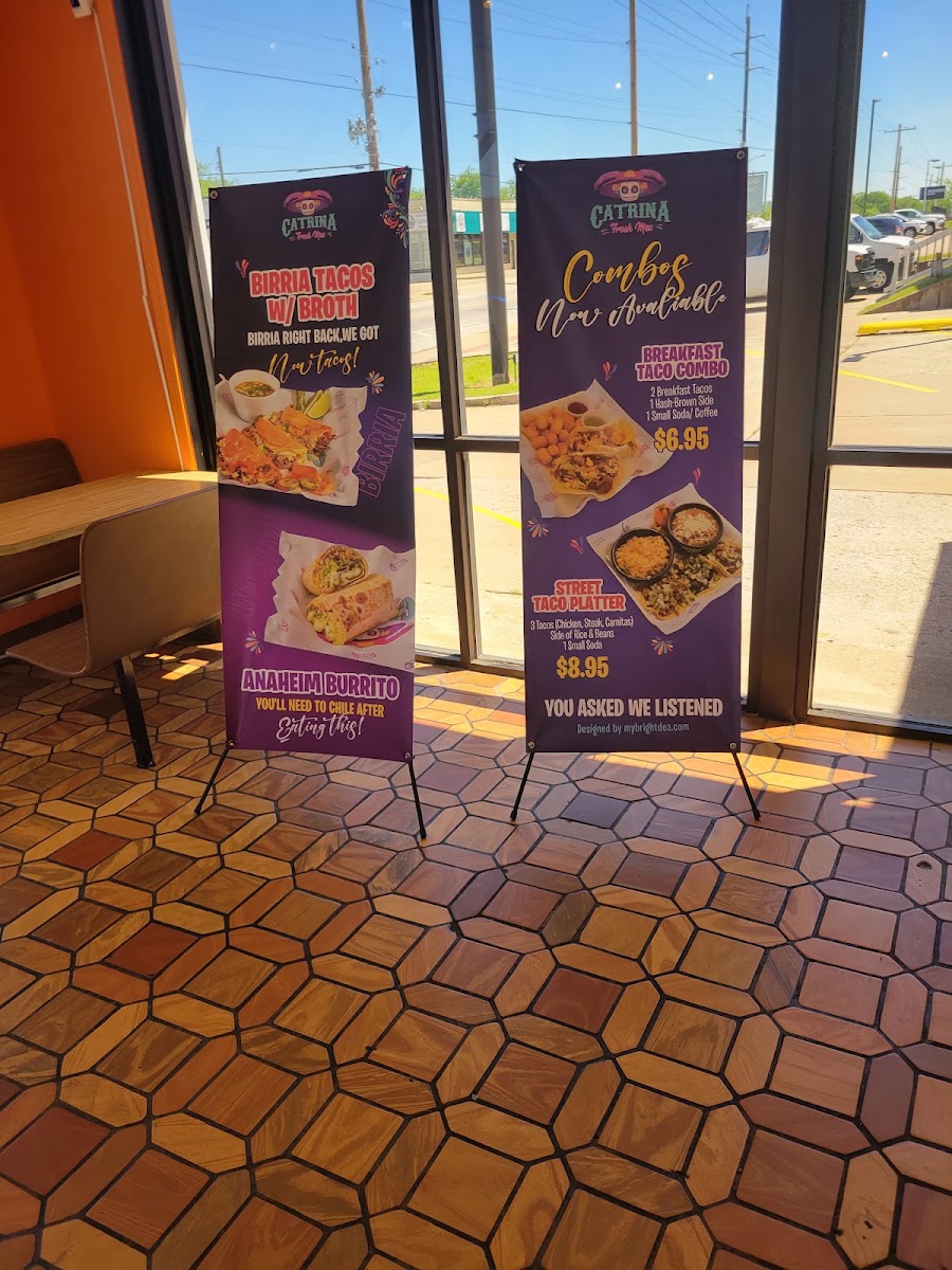 Catrina Fresh Mex menu board