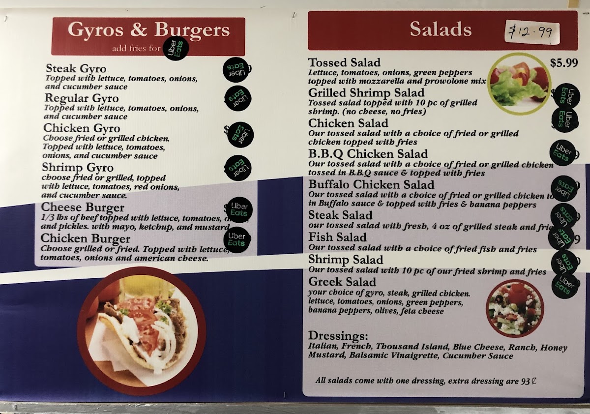 Penn Fish & chicken - Wilkinsburg menu board