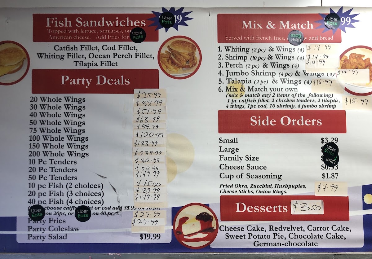 Penn Fish & chicken - Wilkinsburg menu board