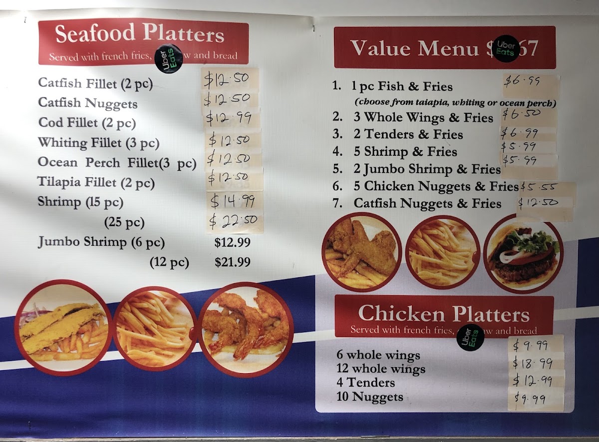 Penn Fish & chicken - Wilkinsburg menu board