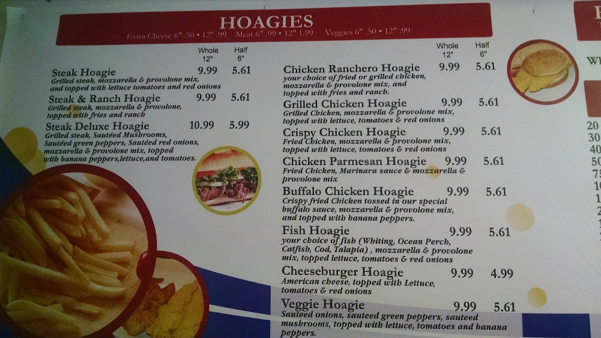Penn Fish & chicken - Wilkinsburg menu board