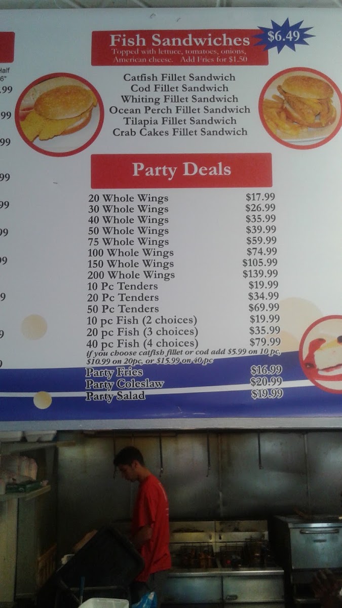 Penn Fish & chicken - Wilkinsburg menu board