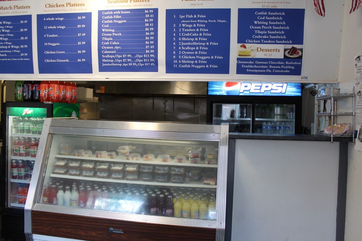 Penn Fish & chicken - Wilkinsburg menu board