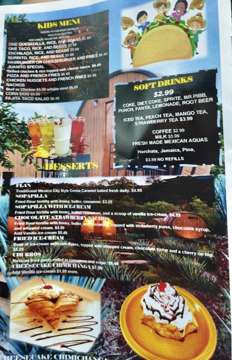 Tequila Mexican Bar & Grill menu board