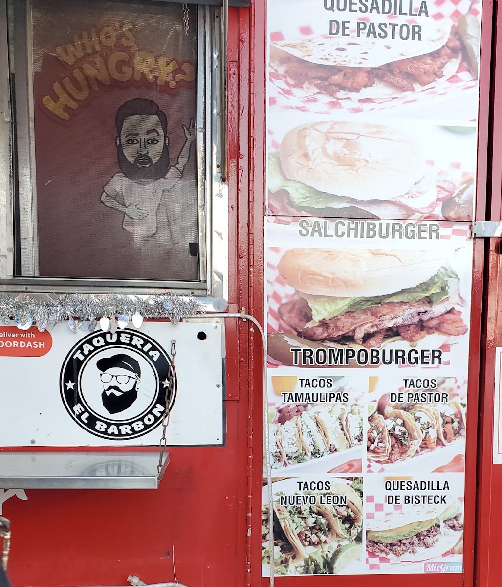 Taqueria El Barbón (Food Truck) menu board