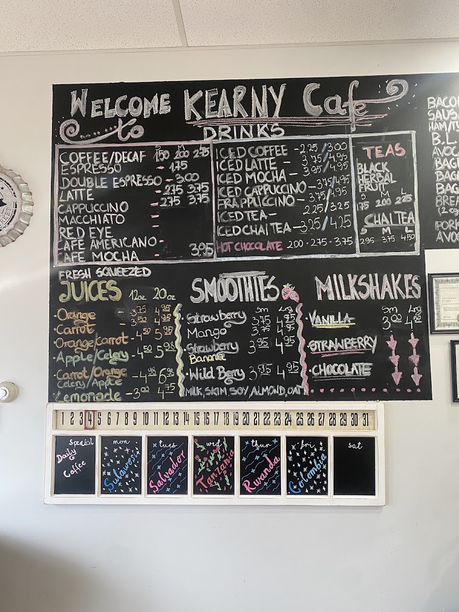 Memoir Coffee Bar menu board