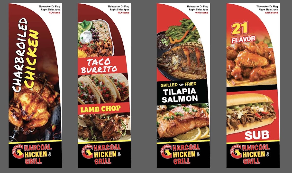 Peruvian Charcoal Chicken and Grill menu board
