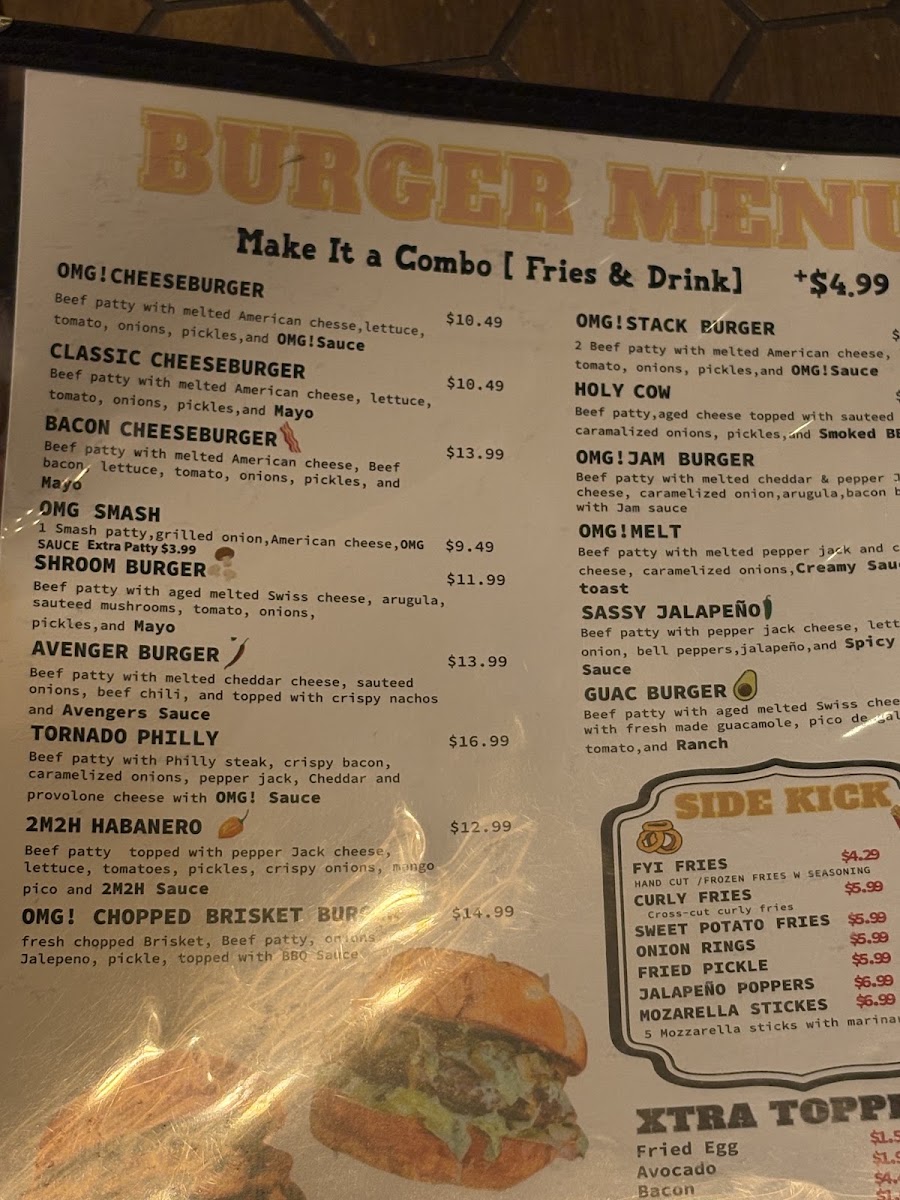 OMG! Burger menu board