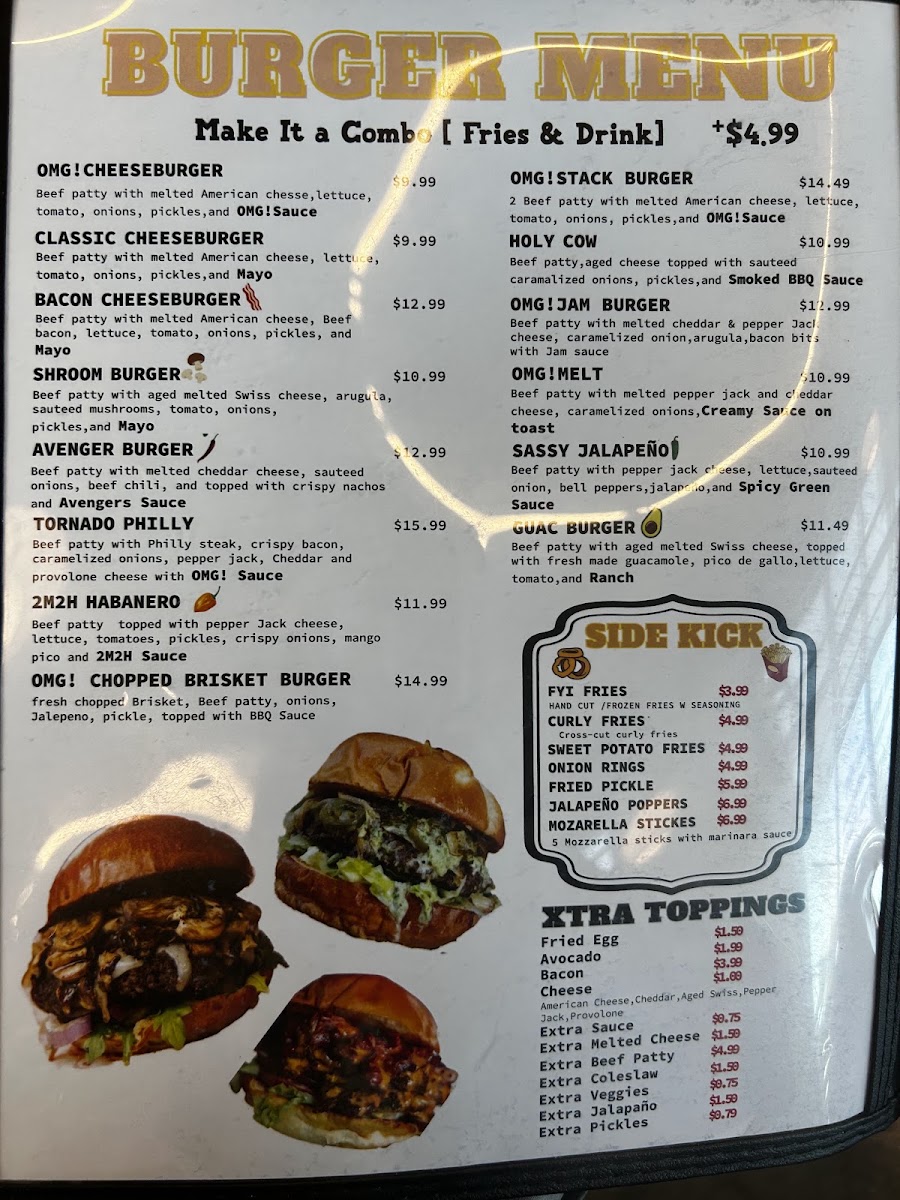 OMG! Burger menu board