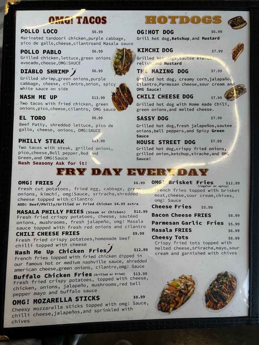 OMG! Burger menu board