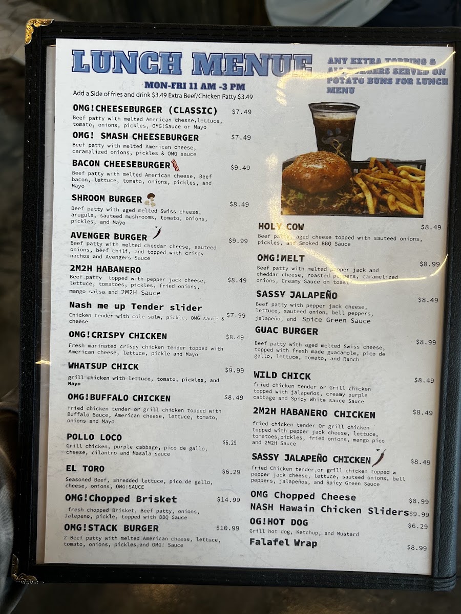 OMG! Burger menu board
