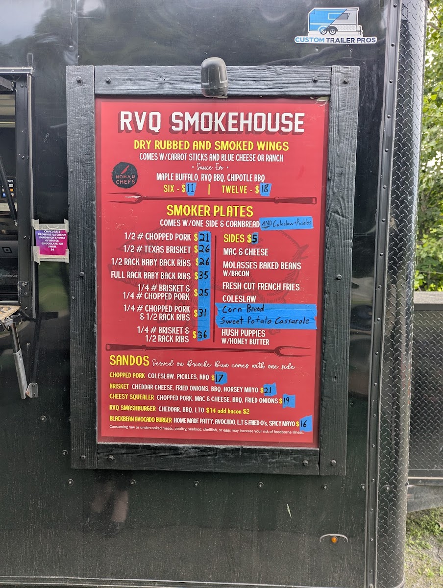 RVQ Smokehouse menu board