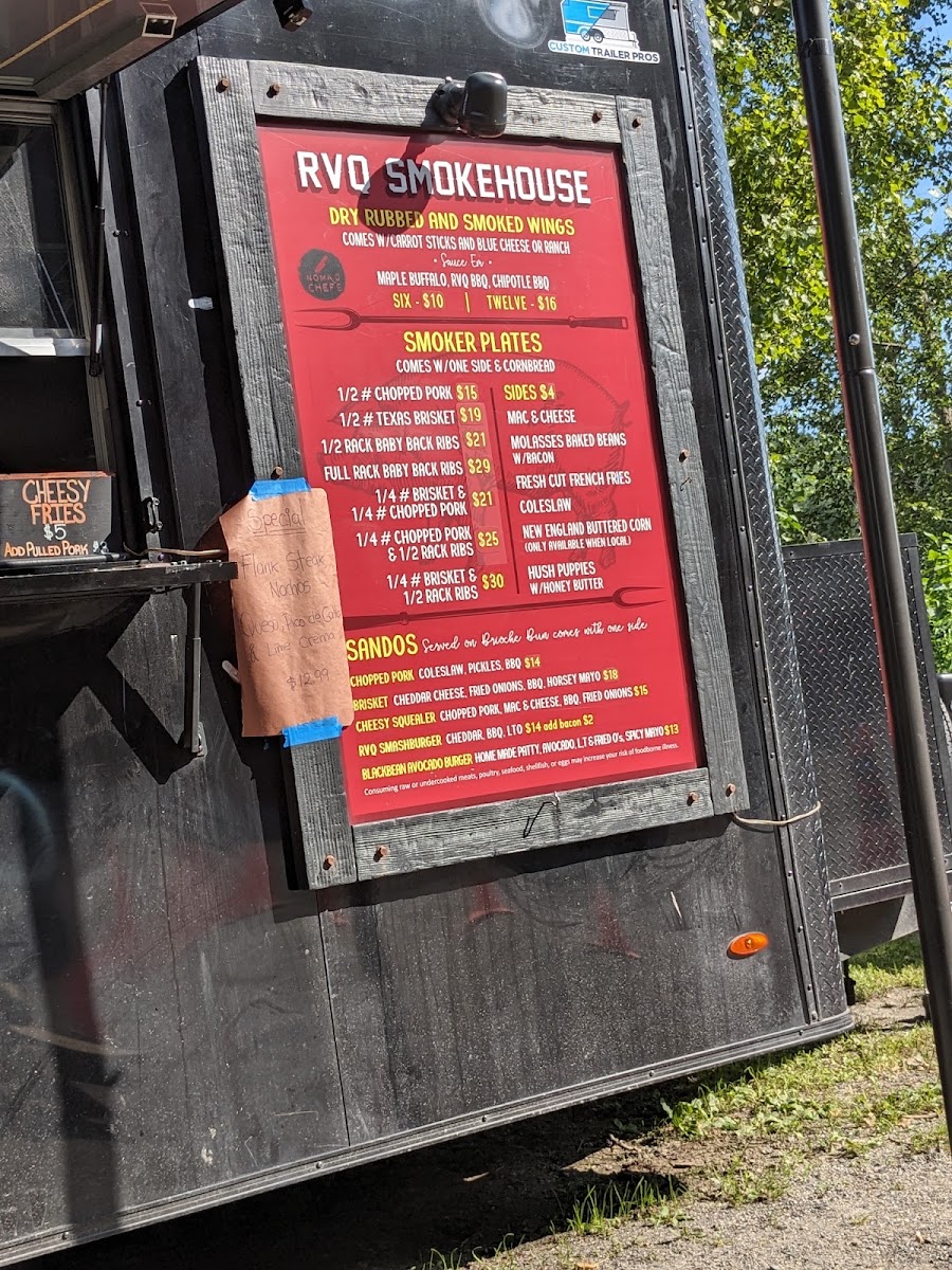 RVQ Smokehouse menu board