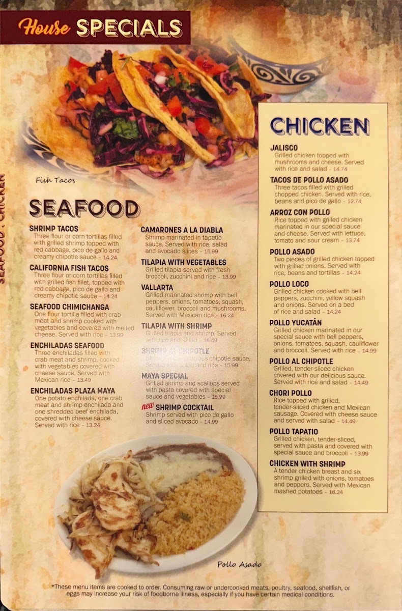 Plaza Maya 2 menu board