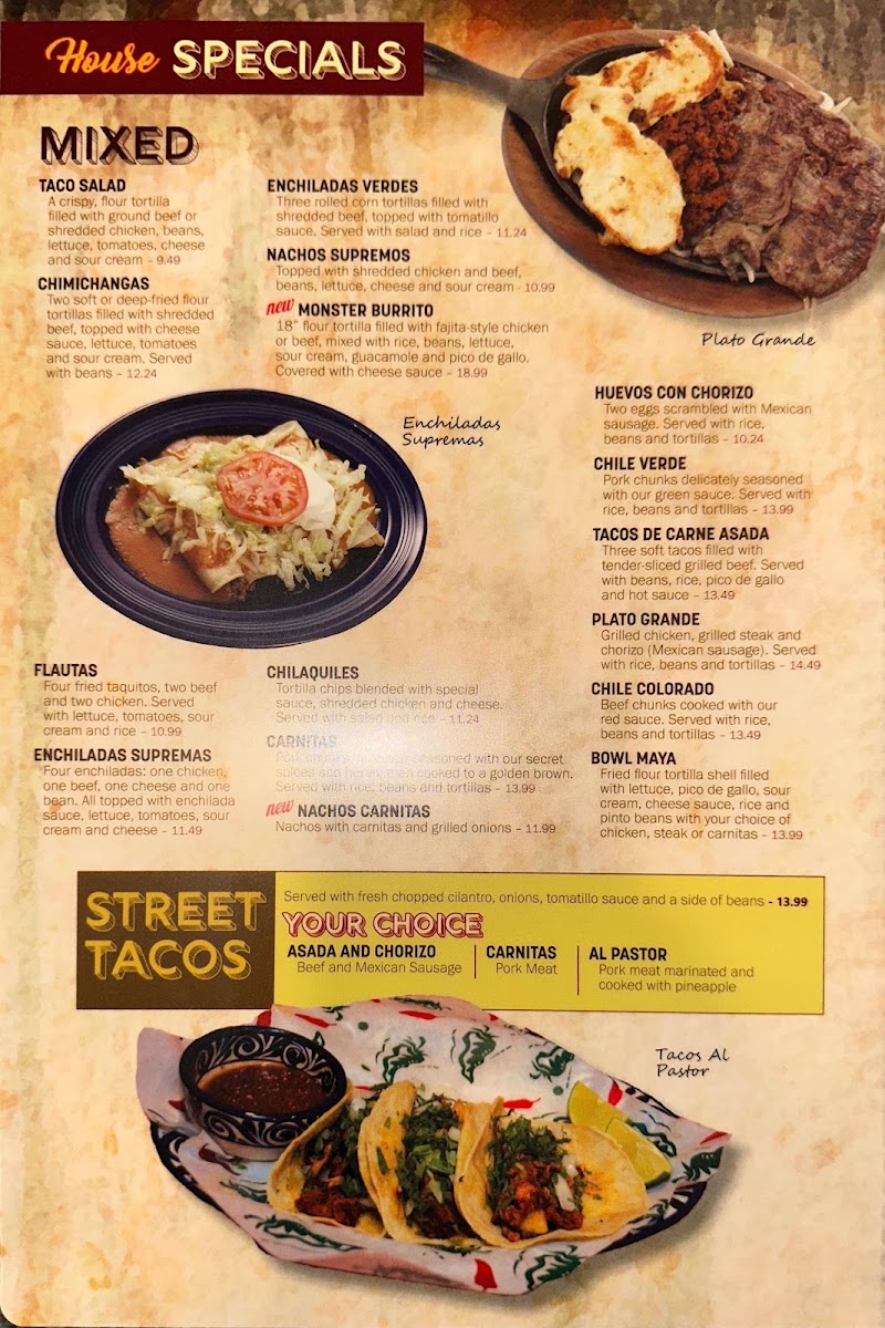 Plaza Maya 2 menu board