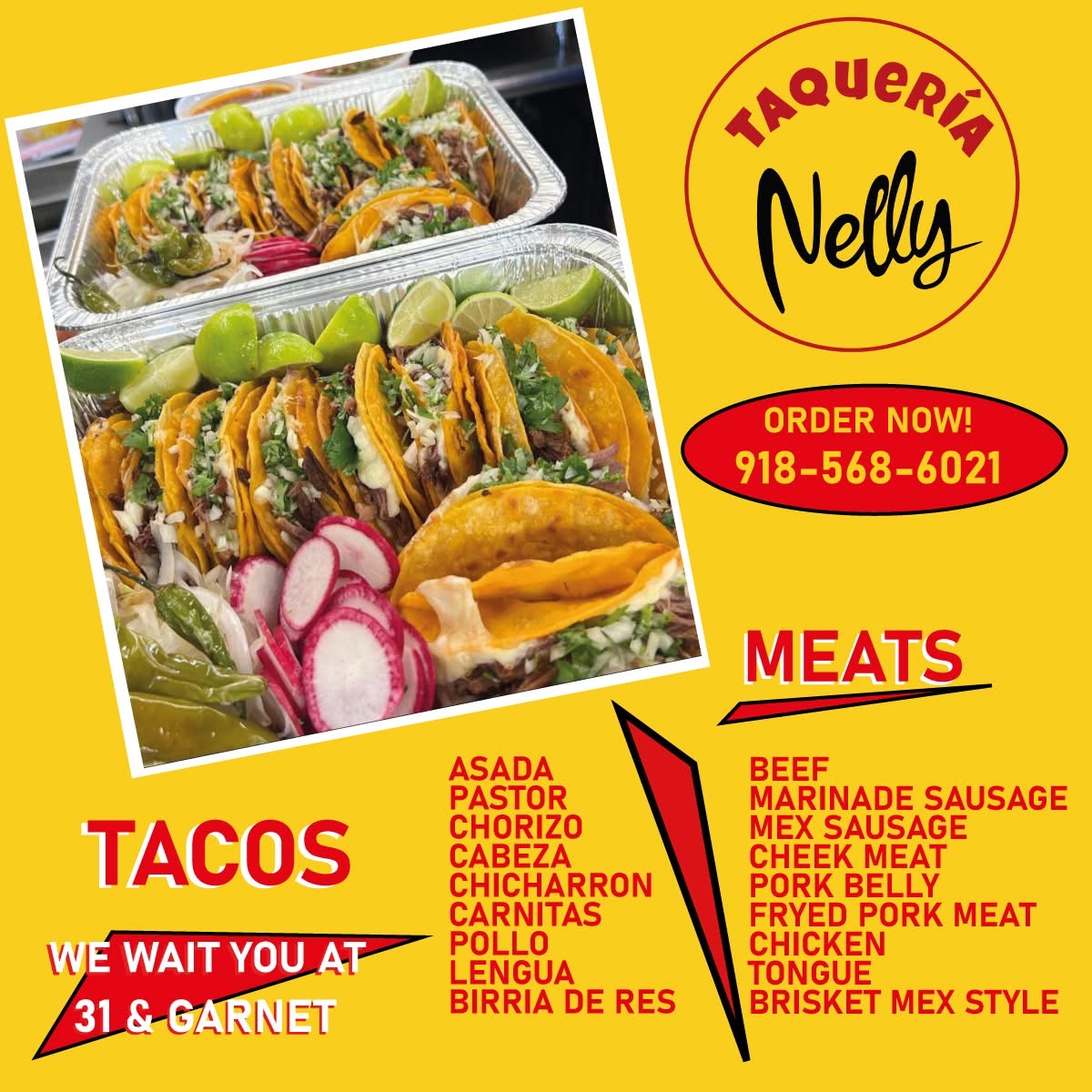 Taqueria Nelly menu board