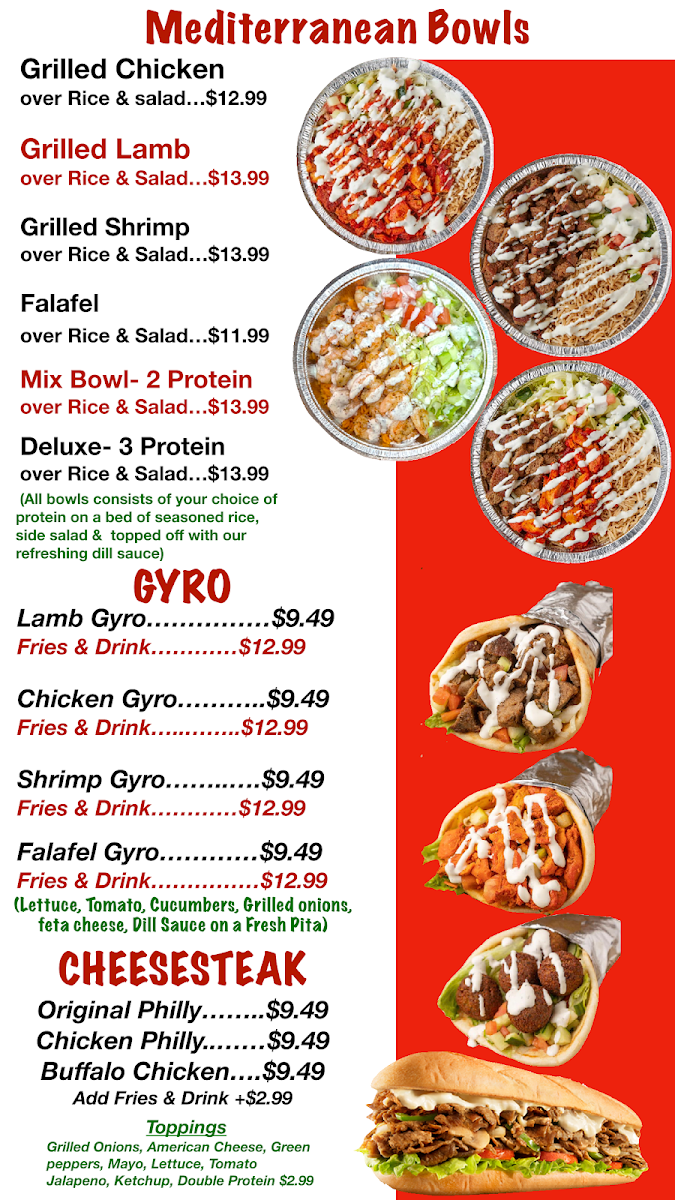 Crown Chicken on Wheels menu board