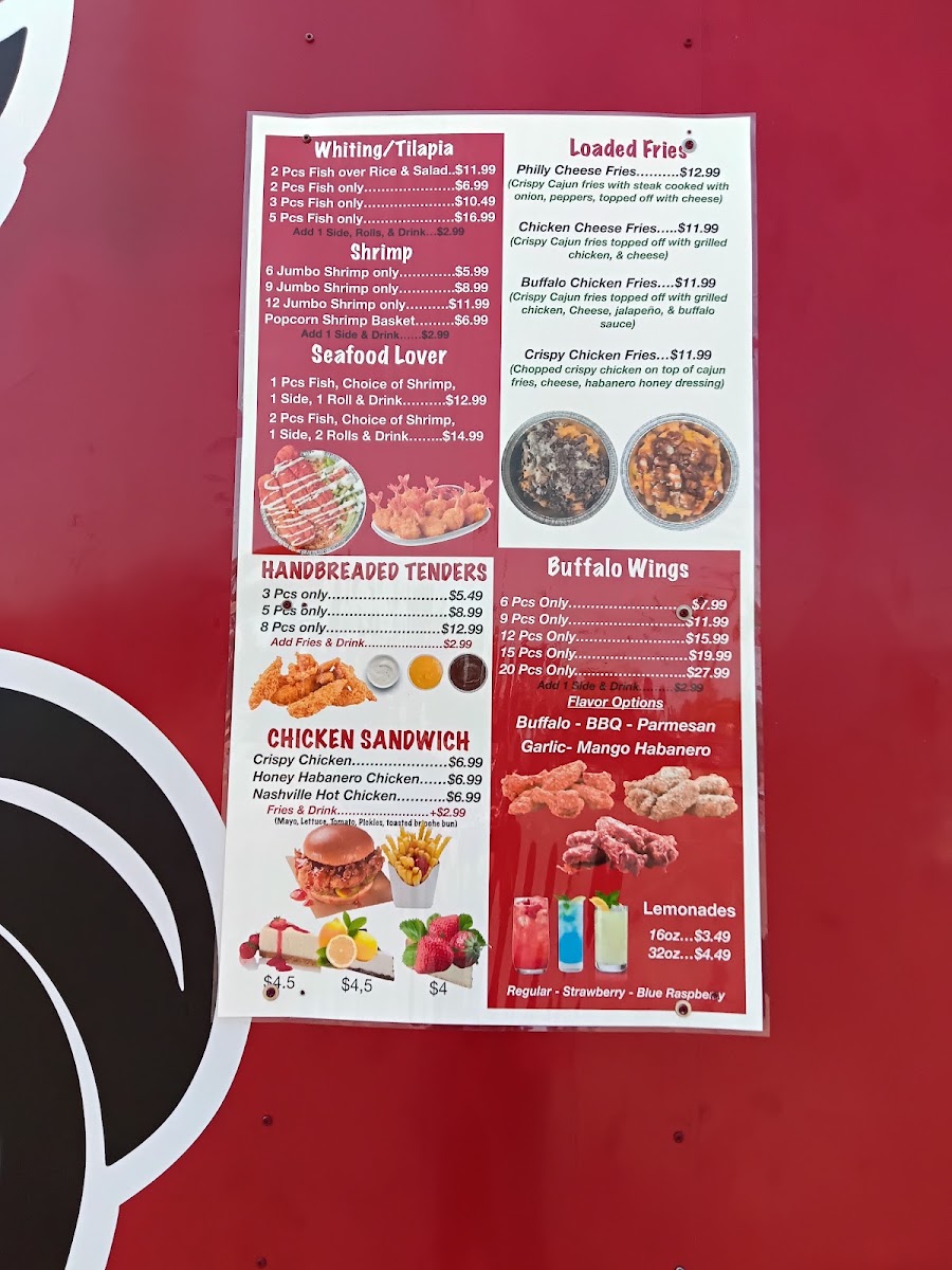 Crown Chicken on Wheels menu board