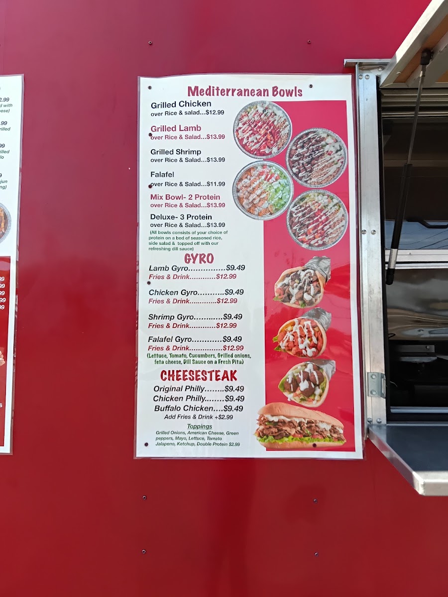 Crown Chicken on Wheels menu board