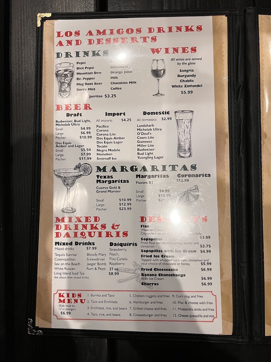 Los Amigos Mexican Restaurant menu board