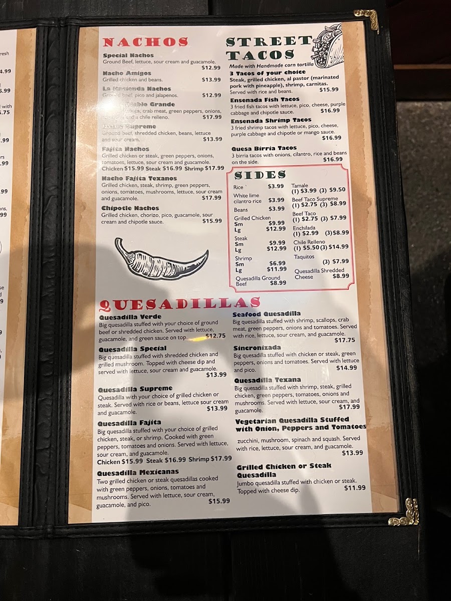 Los Amigos Mexican Restaurant menu board