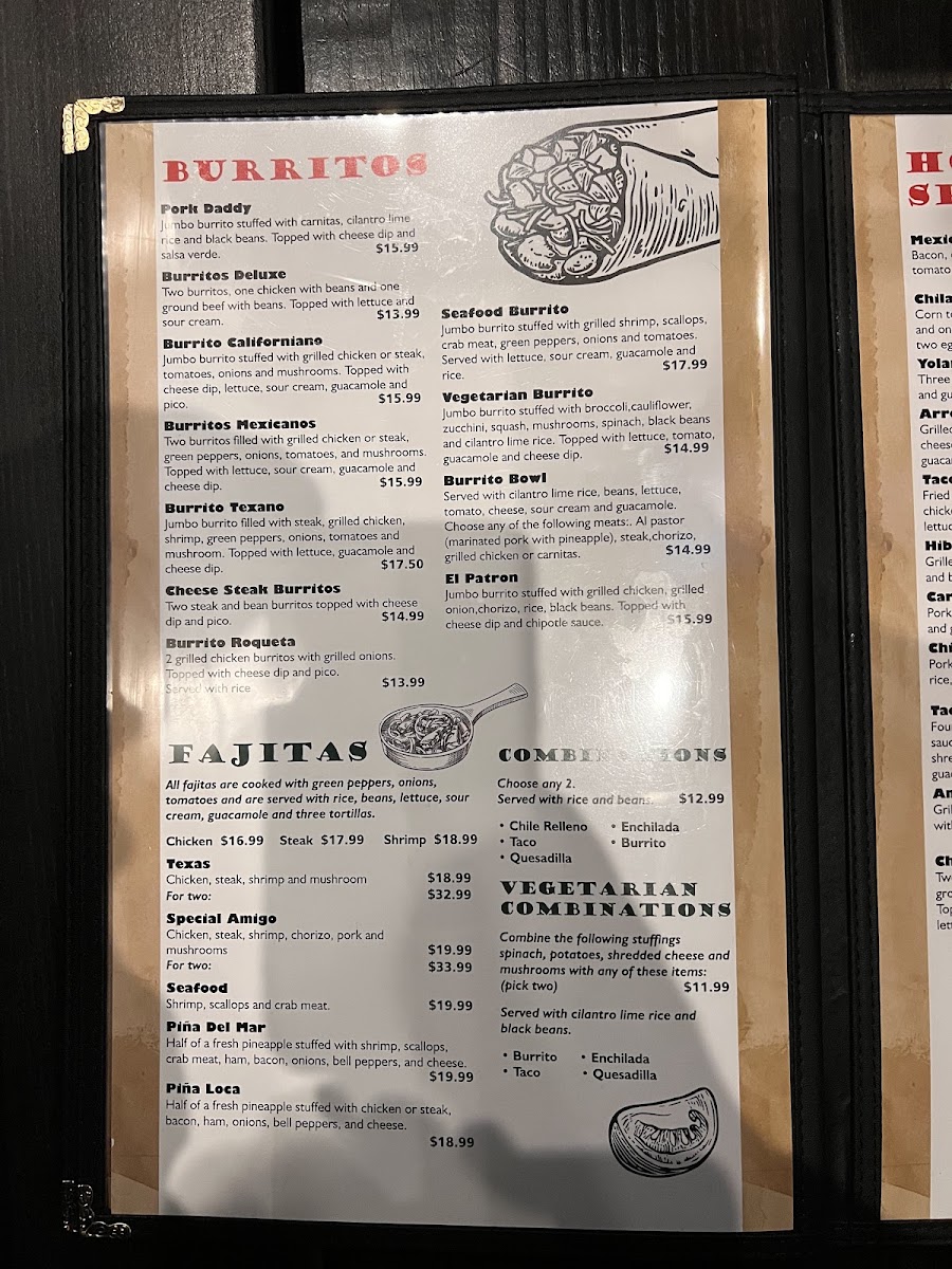 Los Amigos Mexican Restaurant menu board