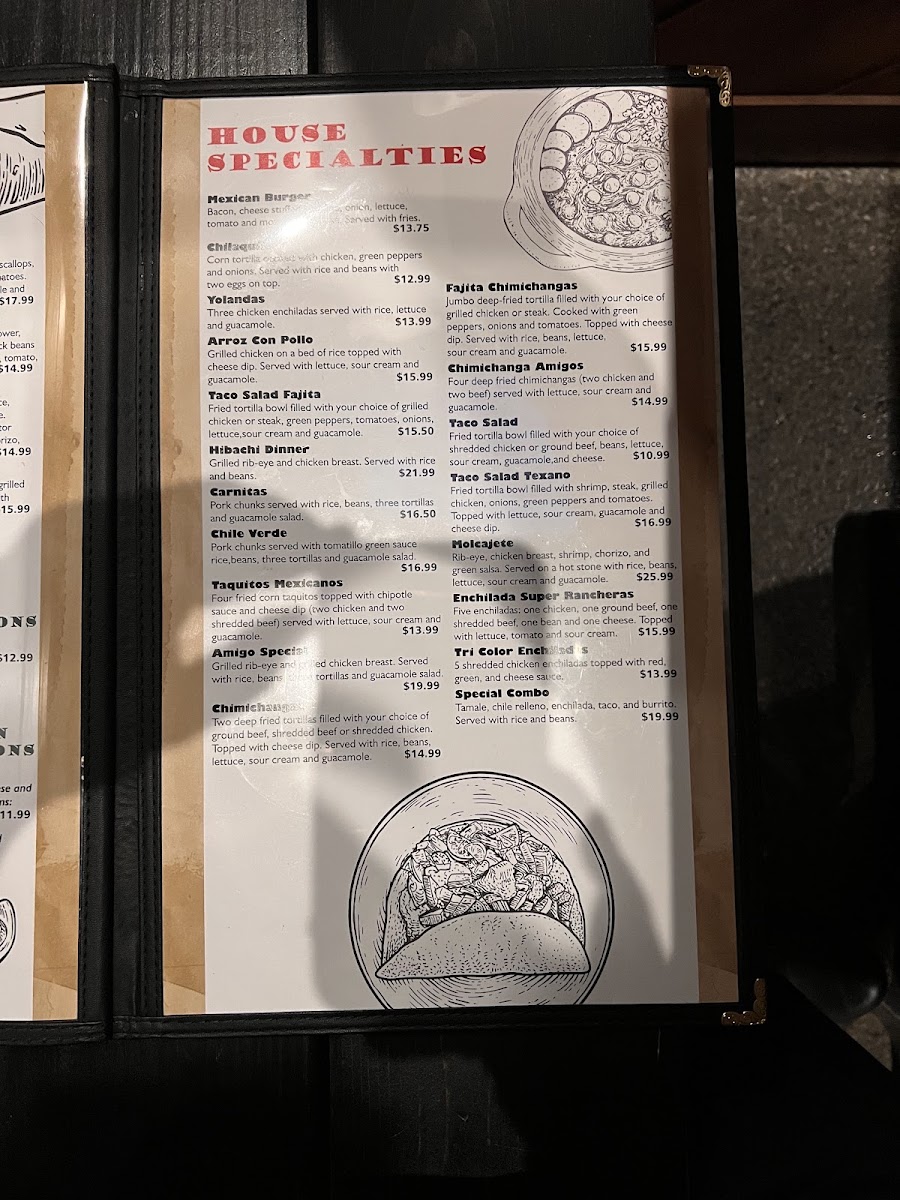 Los Amigos Mexican Restaurant menu board