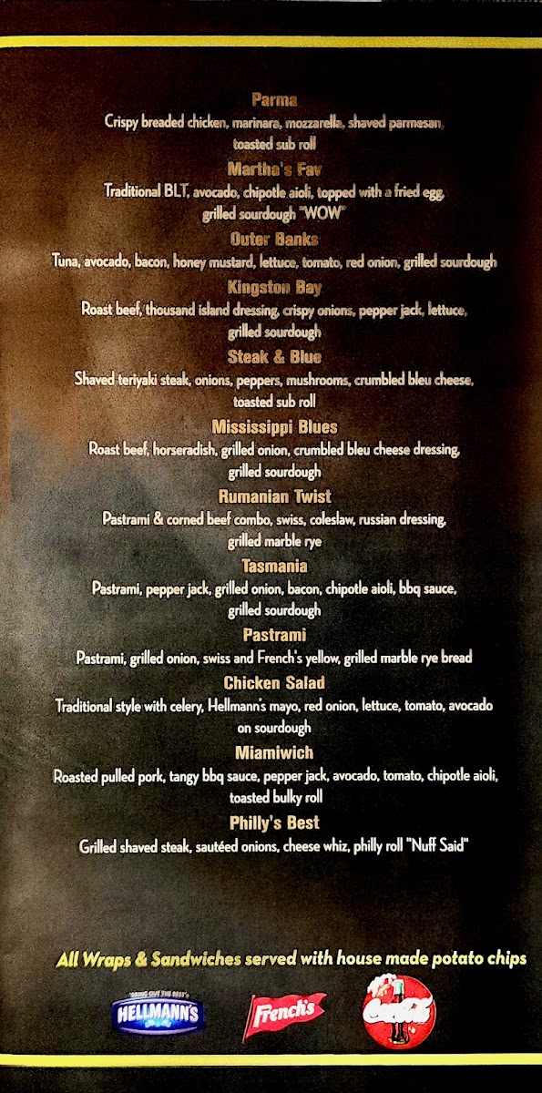 Wrap City Sandwich Company menu board