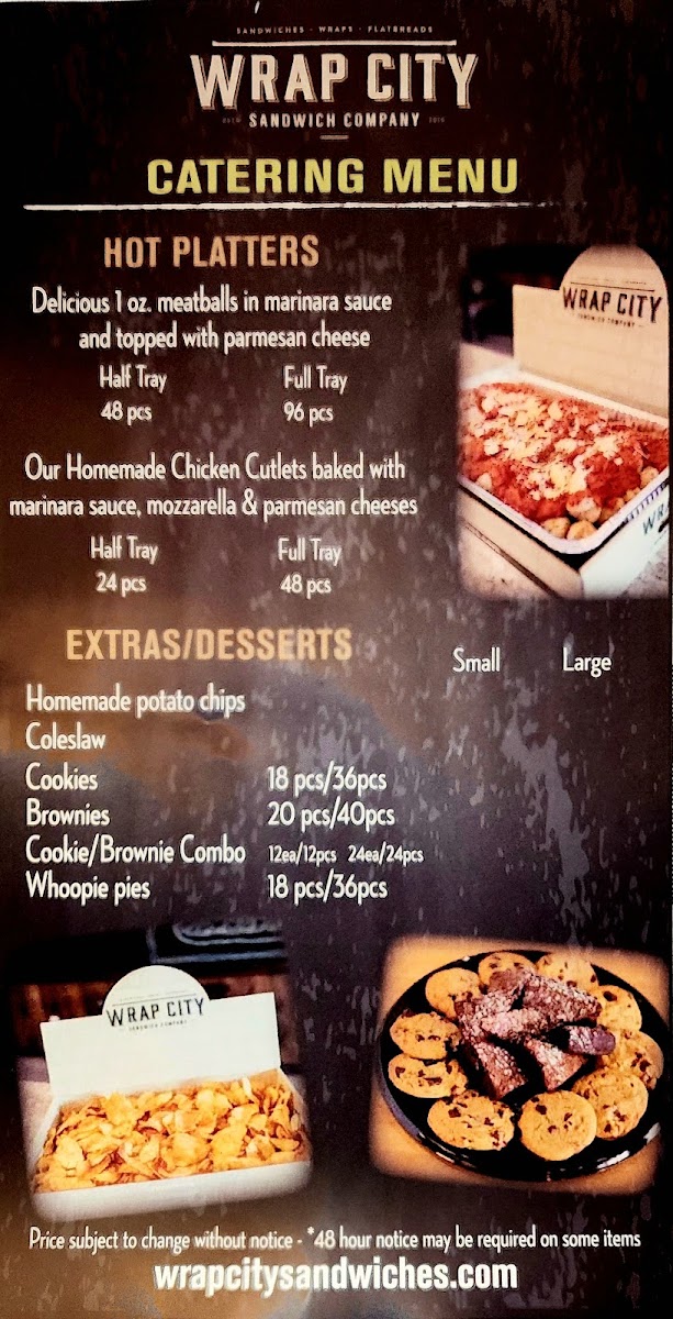 Wrap City Sandwich Company menu board