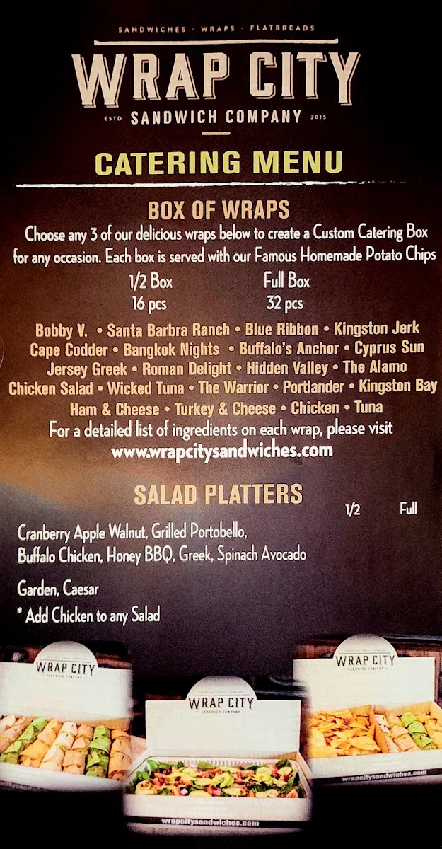 Wrap City Sandwich Company menu board