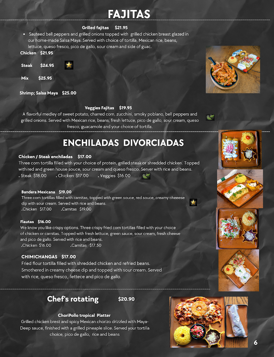Orale Mexican Restaurant menu board
