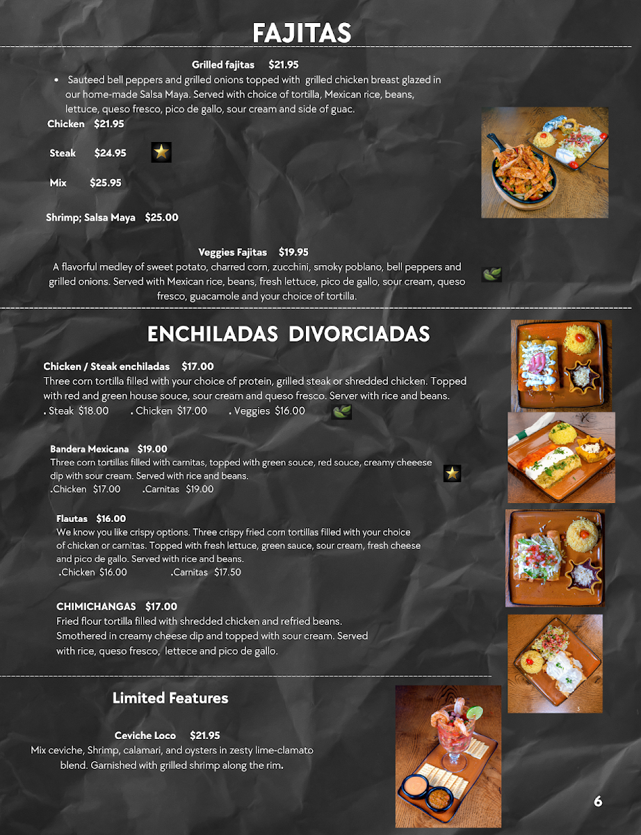 Orale Mexican Restaurant menu board