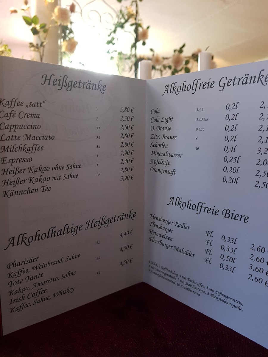 Café auf dem Rosenhof - Hohn menu board