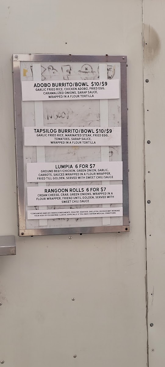 Kuya Bear Food menu board