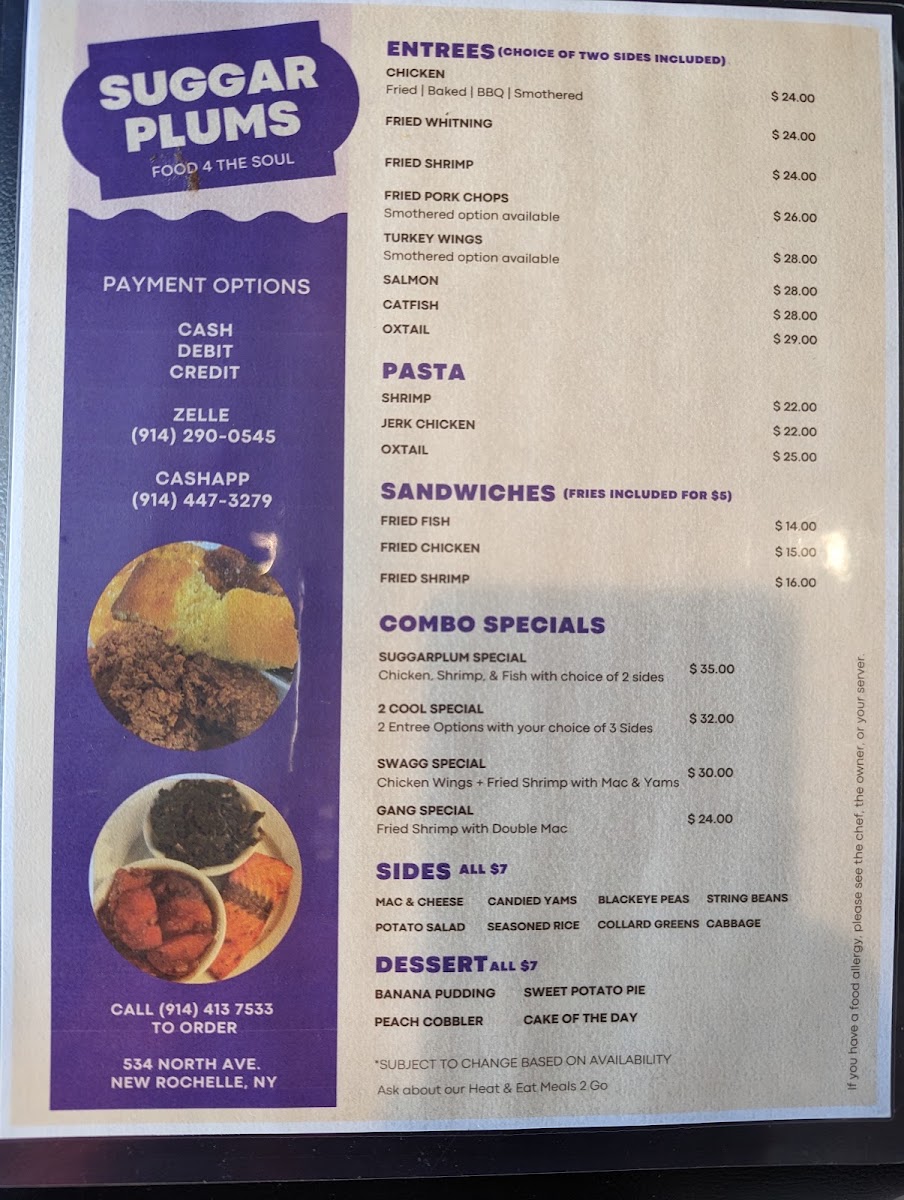SuggarPlums menu board