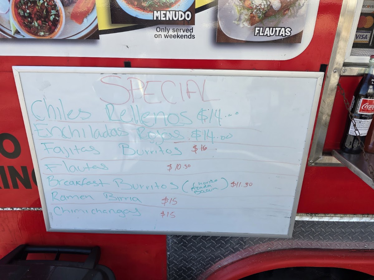Tacos Don Goyo menu board