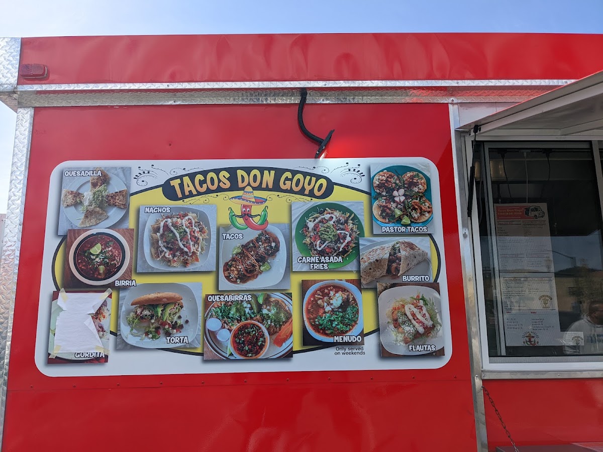 Tacos Don Goyo menu board