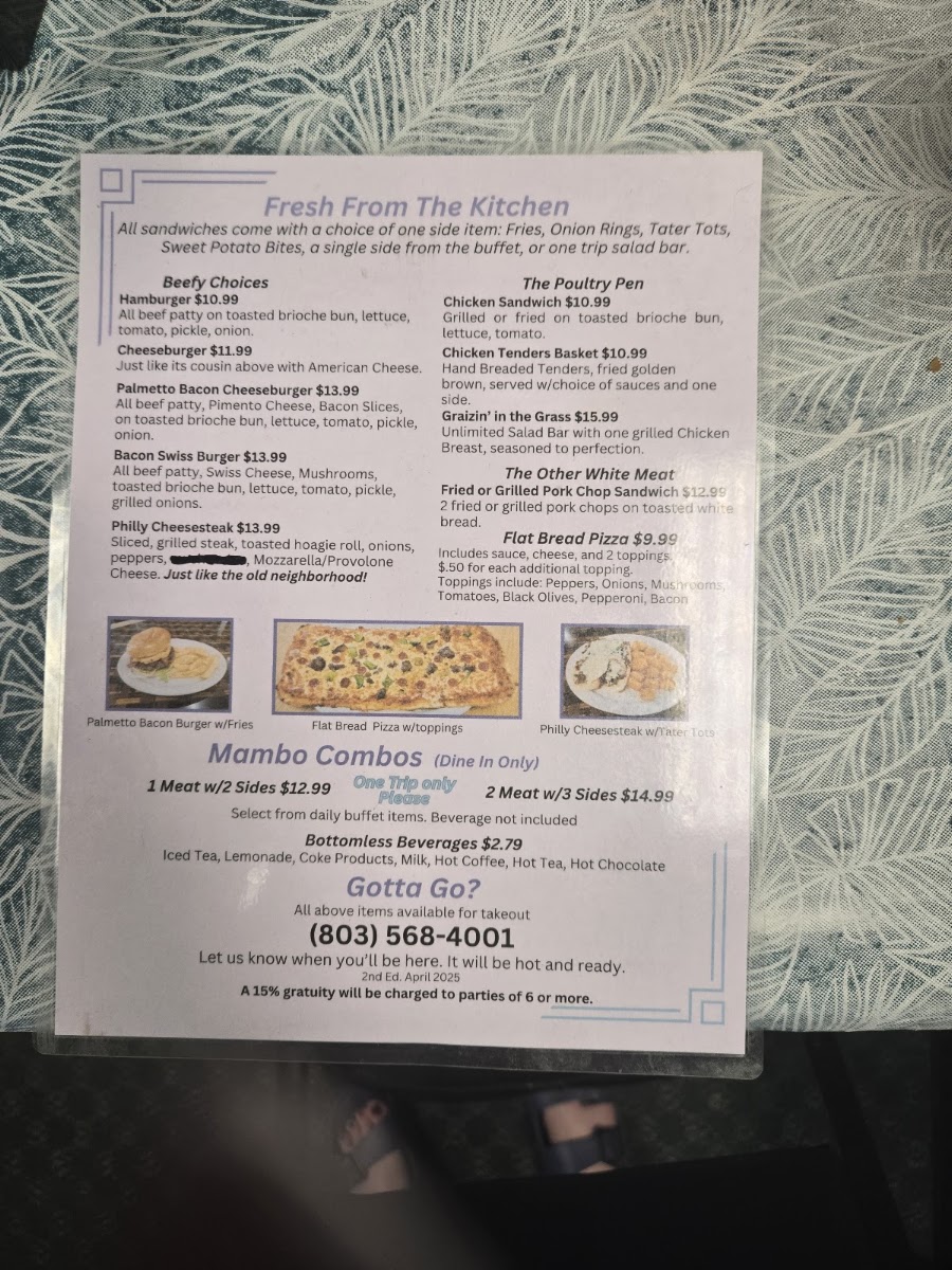 The Kozy Kitchen menu board