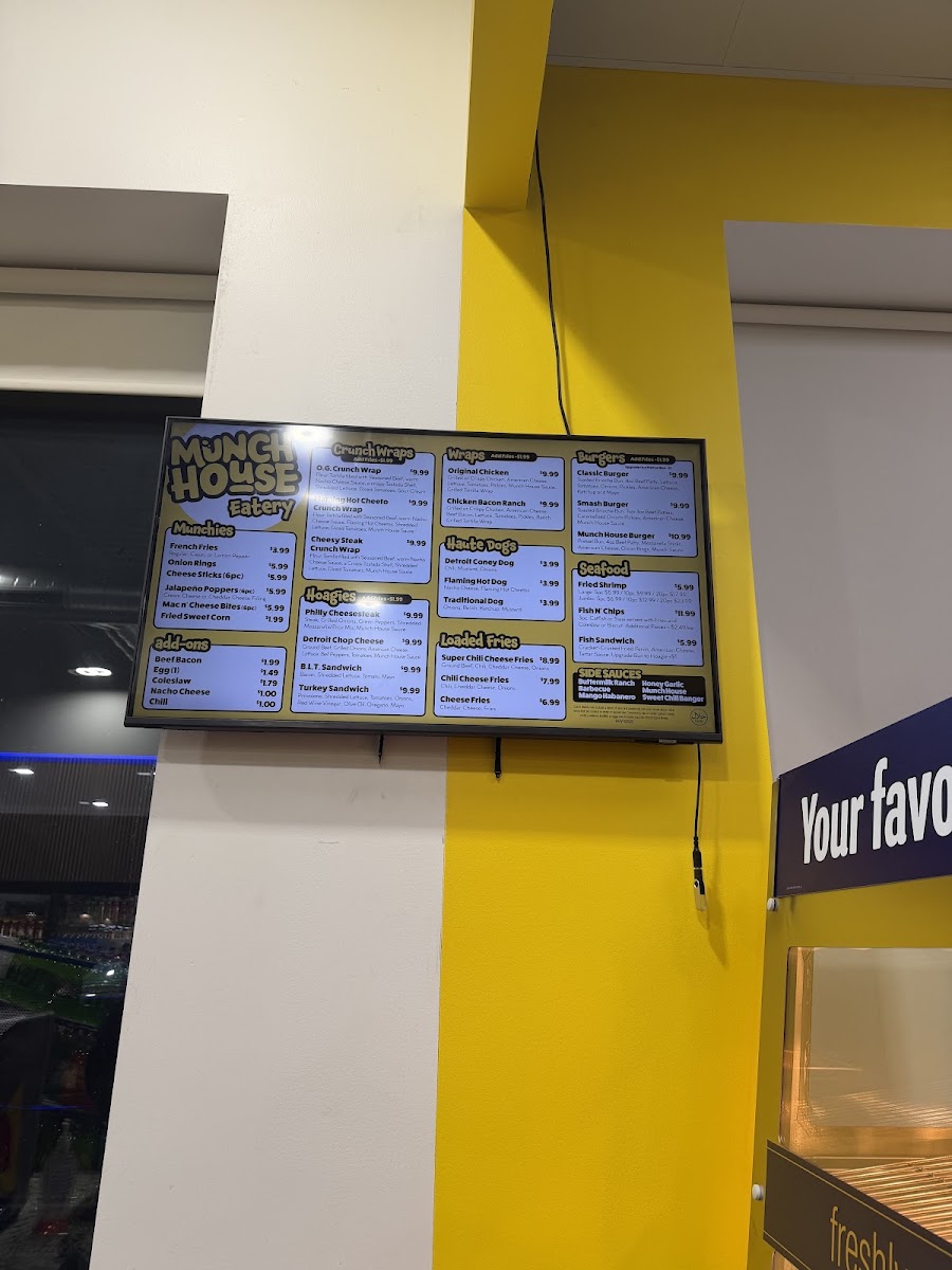 Munch House Eatery (Burgers, Wraps, Hoagies) menu board